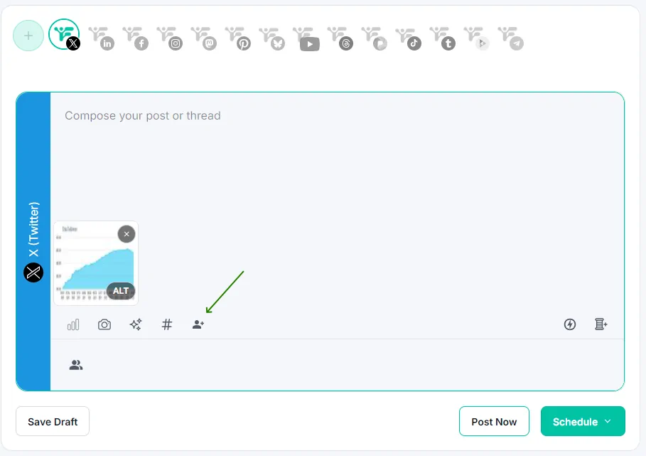 twitter composer with media tagging