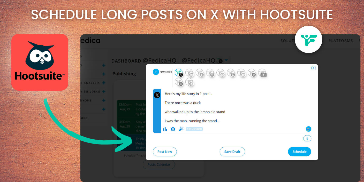 schedule long posts on x with hootsuite