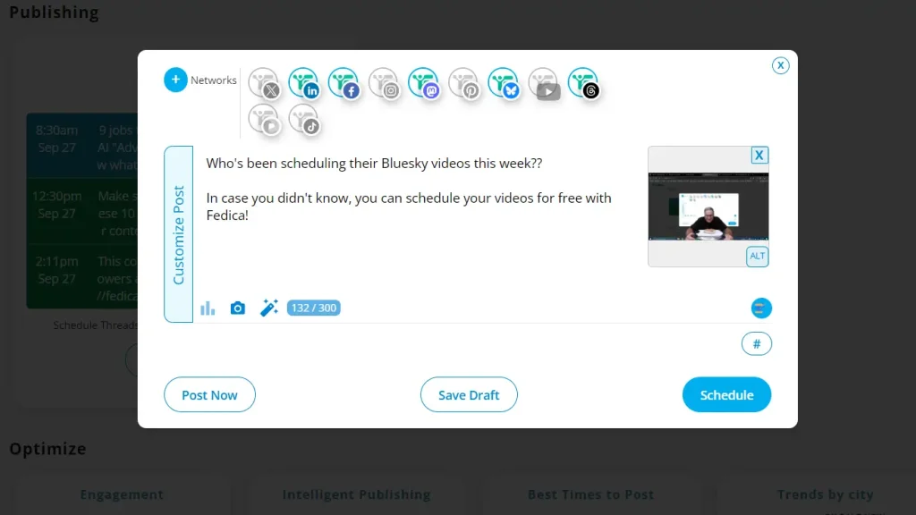 Schedule Bluesky Videos with Fedica for free