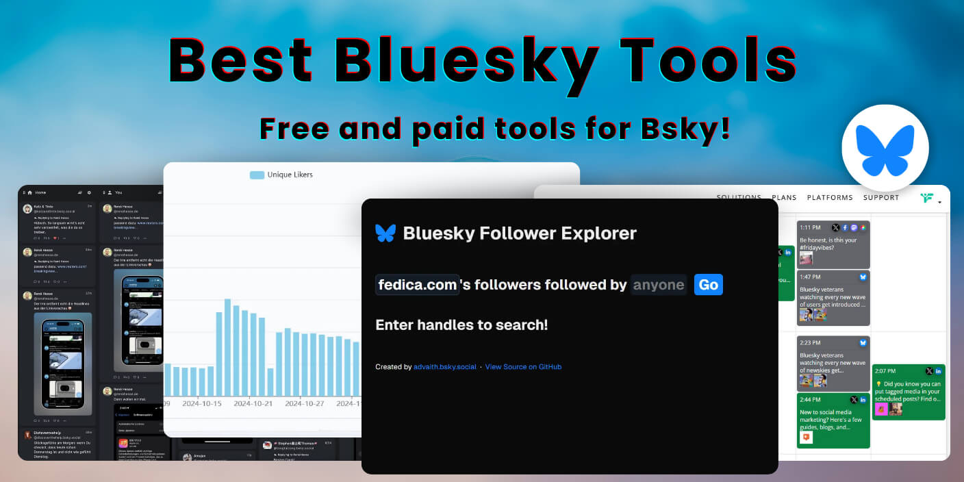 Showing screenshots of the best Bluesky Tools