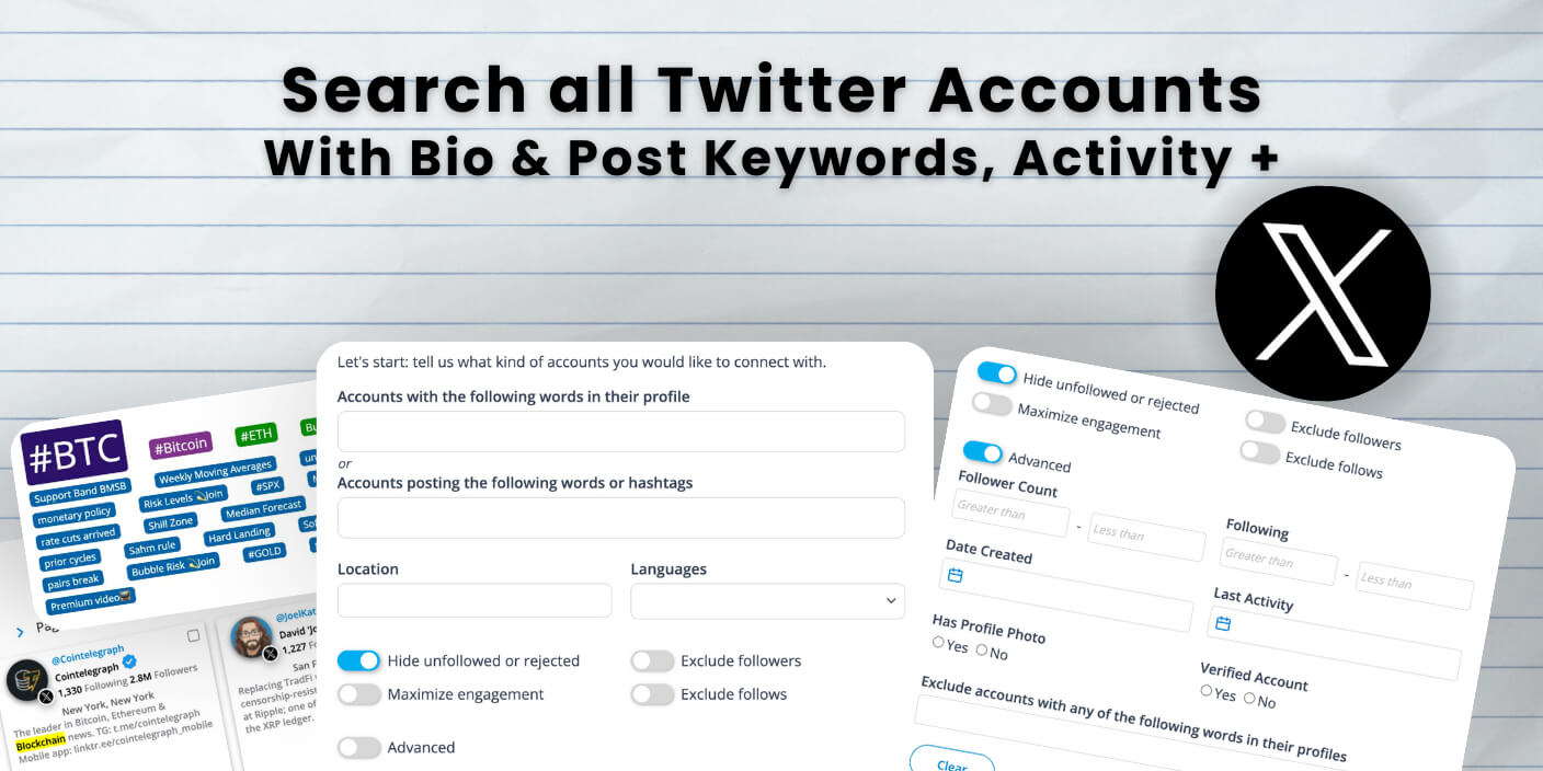 Advanced Twitter search with extra filters