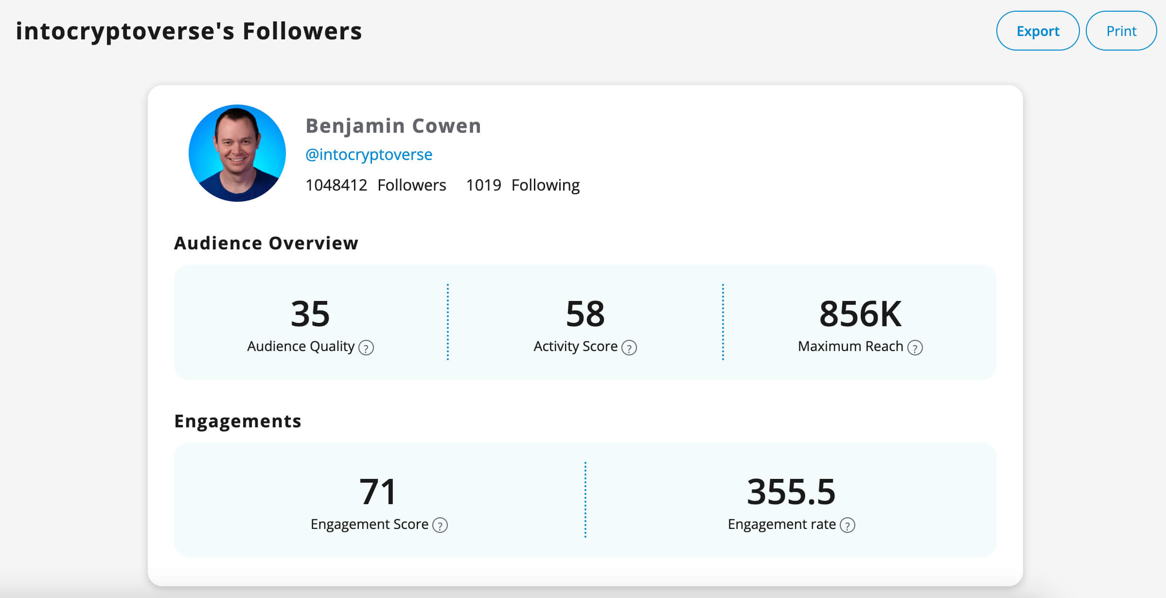 see the quality overview of any account on X / Twitter using Fedica