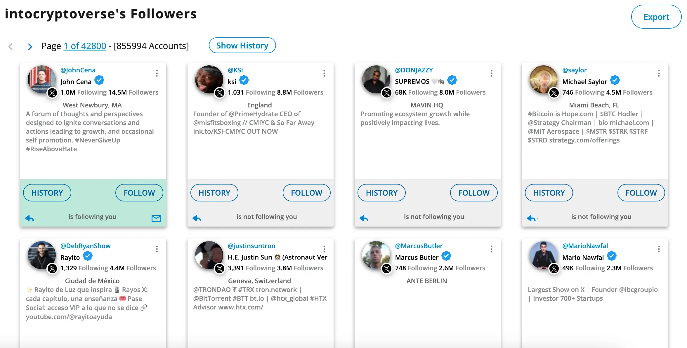 see a complete list of anyone's followers on X / Twitter using Fedica
