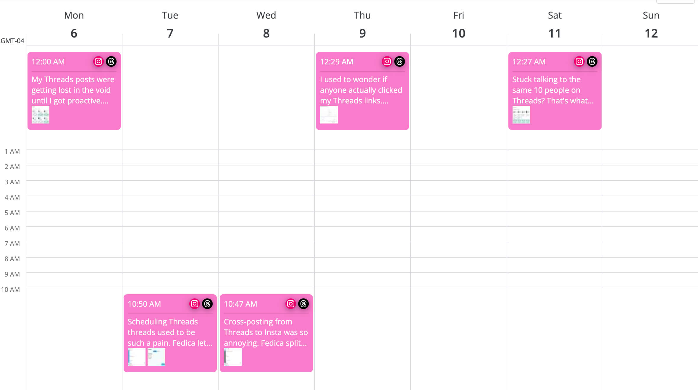 threads instagram calendar schedule posts crosspost with custom text for each platform