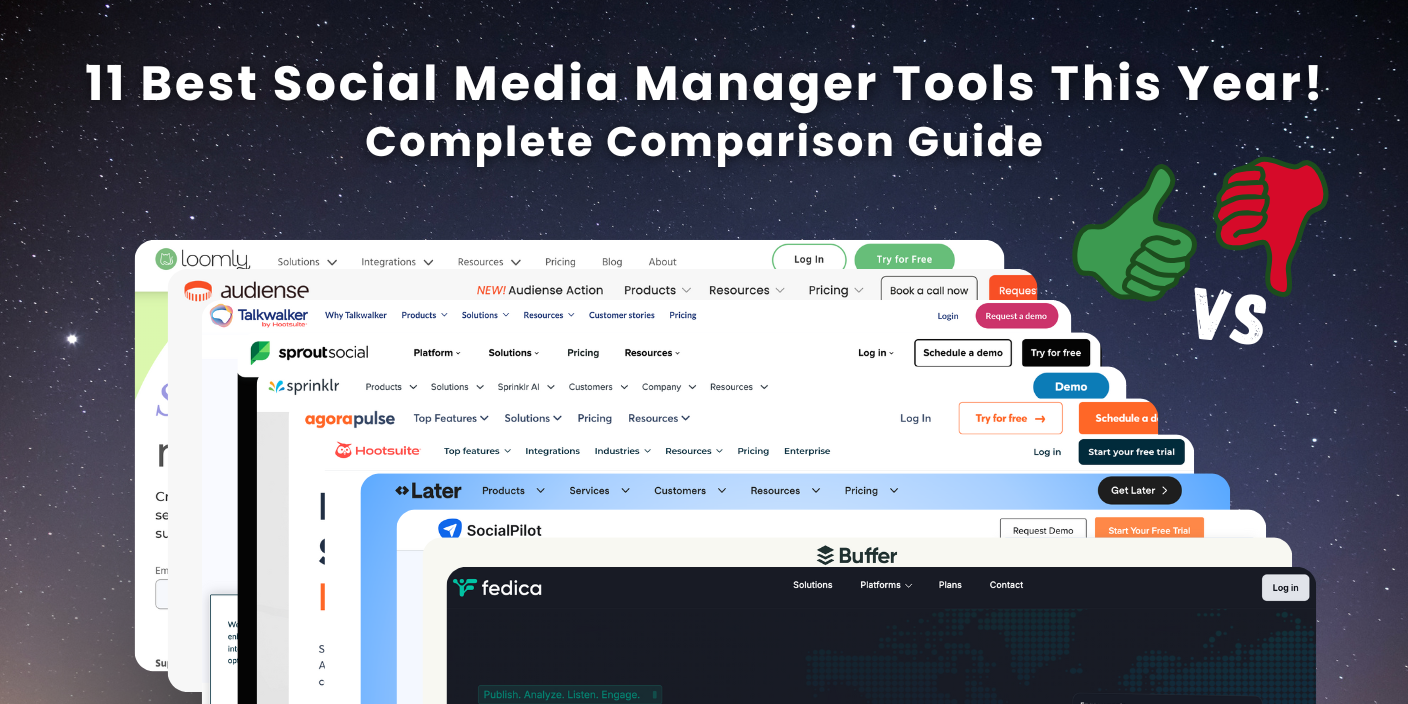11 best social media management tools for 2026 showing tool website screenshots
