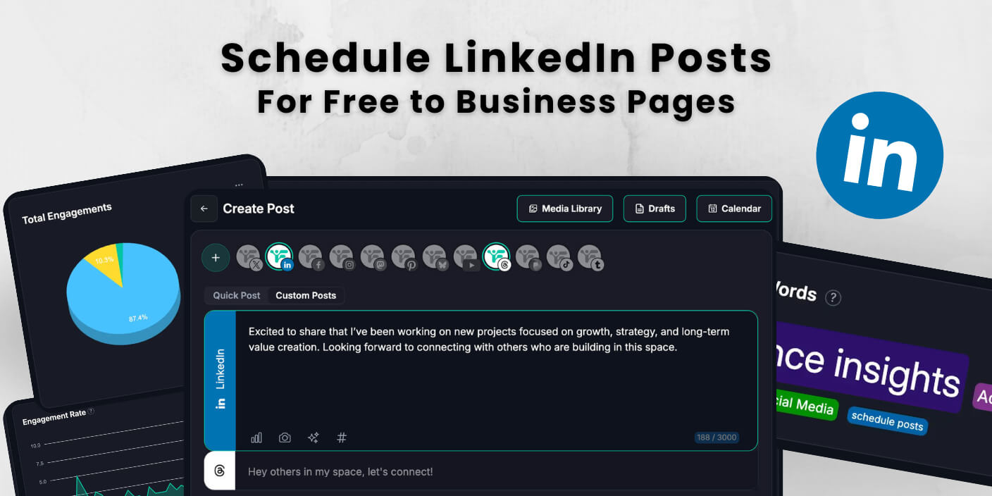 Schedule linkedin posts free with fedica